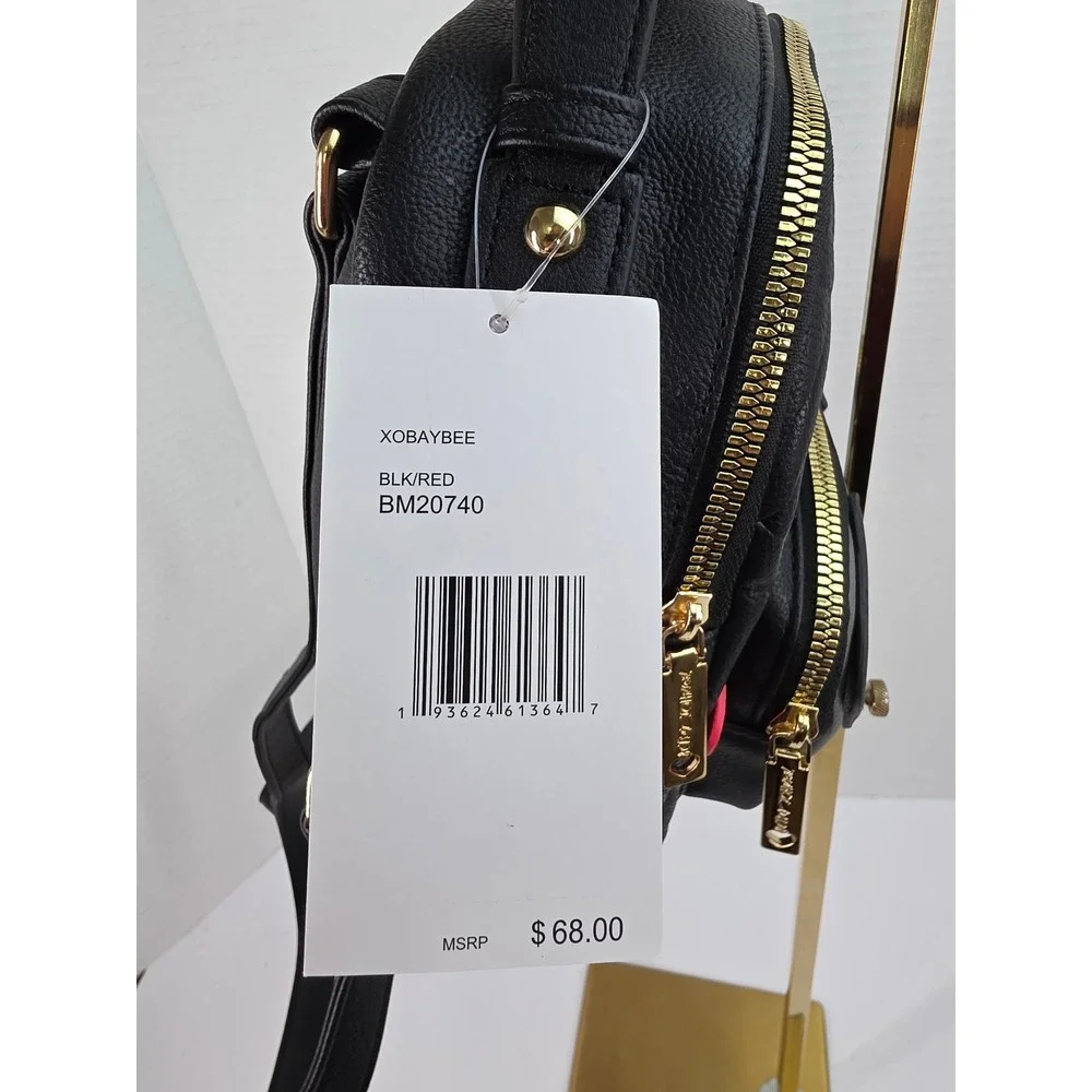 Betsey Johnson XOBAYBEE Mini Backpack Pug Vampire Black Red BM20740 NWT